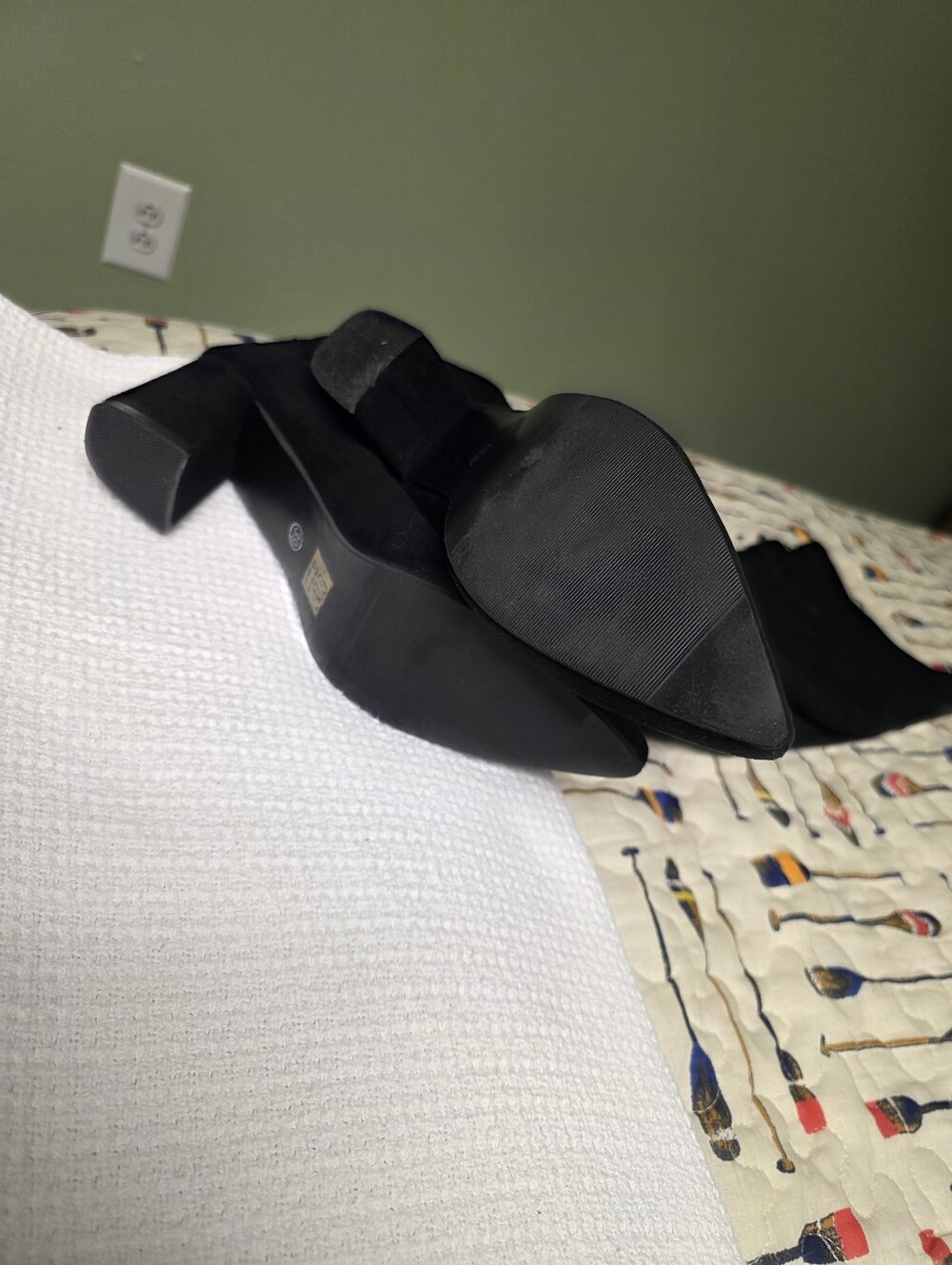 Women's Black Pointed Toe Block Heel Over The Knee Boots Size 8